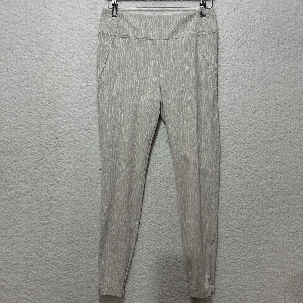 Athleta Delancey Houndstooth Pattern Light Beige  Ankle Length Zipper Hem Size M